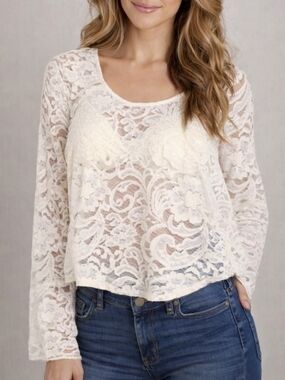 Show Me Your Mumu Flora Fan Top Iola Lace Cream size S
